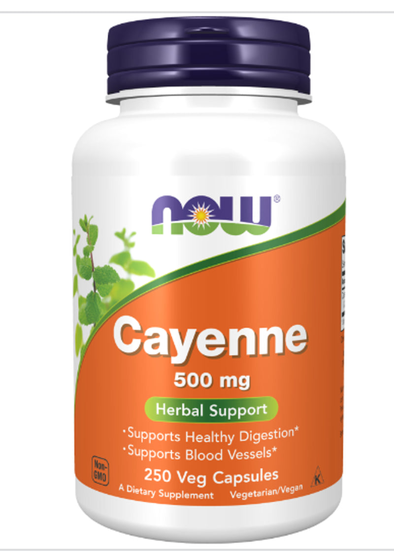 NOW Foods Cayenne, 500 Mg, 250 Veg Capsules