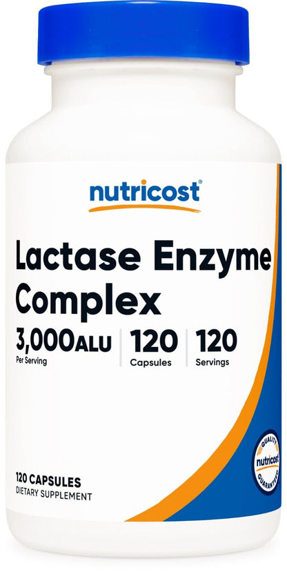 Nutricost Lactase Enzyme Complex 3,000 FCC ALU, 120 Vegetarian Capsules