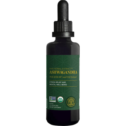 Global Healing Organic Ashwagandha KSM-66 Liquid Supplement Drops - 2 Fl Oz