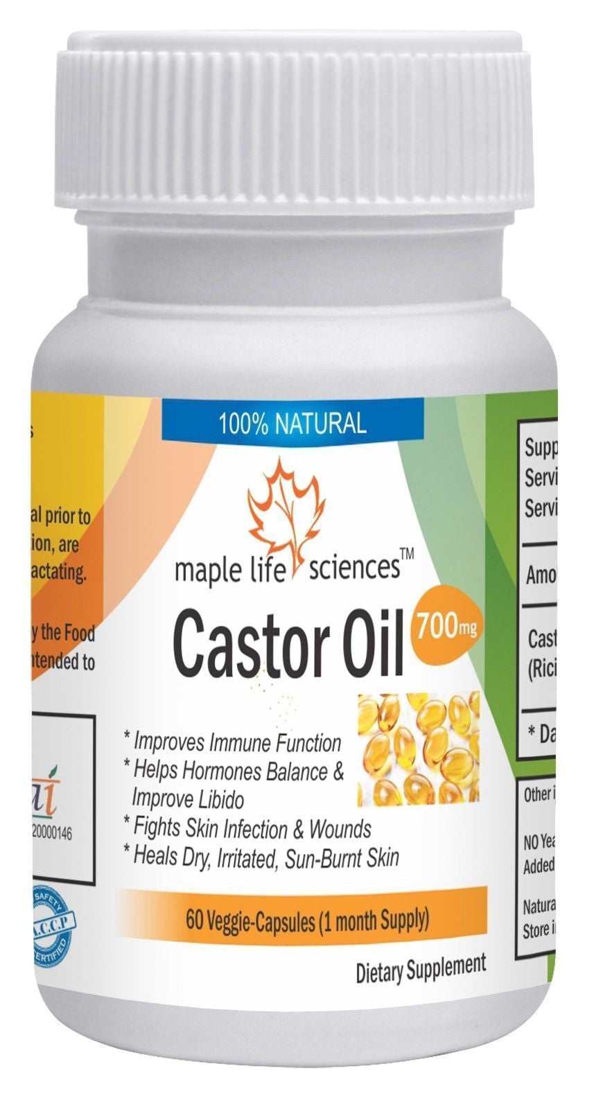 Castor Oil Capsules Supports Intestinal Health Colon Hormonal Balance Libido