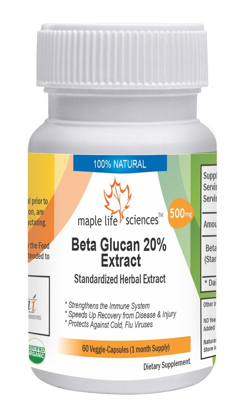 Beta Glucan 20% Extract Capsules Pure & High Quality NO FILLERS