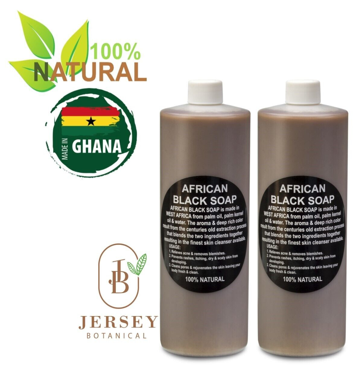 Liquid African Black Soap 100% Pure Natural Raw Organic Face Body Bath Acne Wash