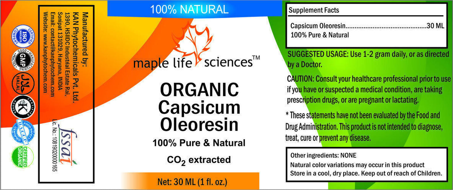 ORGANIC Capsicum Oleoresin 100 % Pure & Natural CO2 Extracted