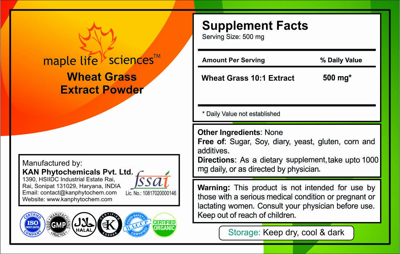 Wheat Grass 10:1 Extract Powder, Pure & High Quality, Antioxidant