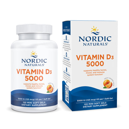 Nordic Naturals Vitamin D3 5000 - Potent Vitamin D3, Bone Health, Orange 120 Ct