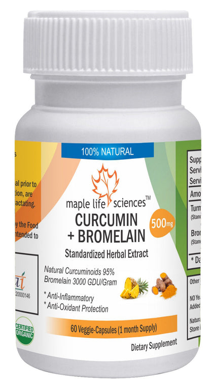 CURCUMIN 95% + BROMELAIN 3000 Gdu/Gm Extract Capsules Anti-Inflammat