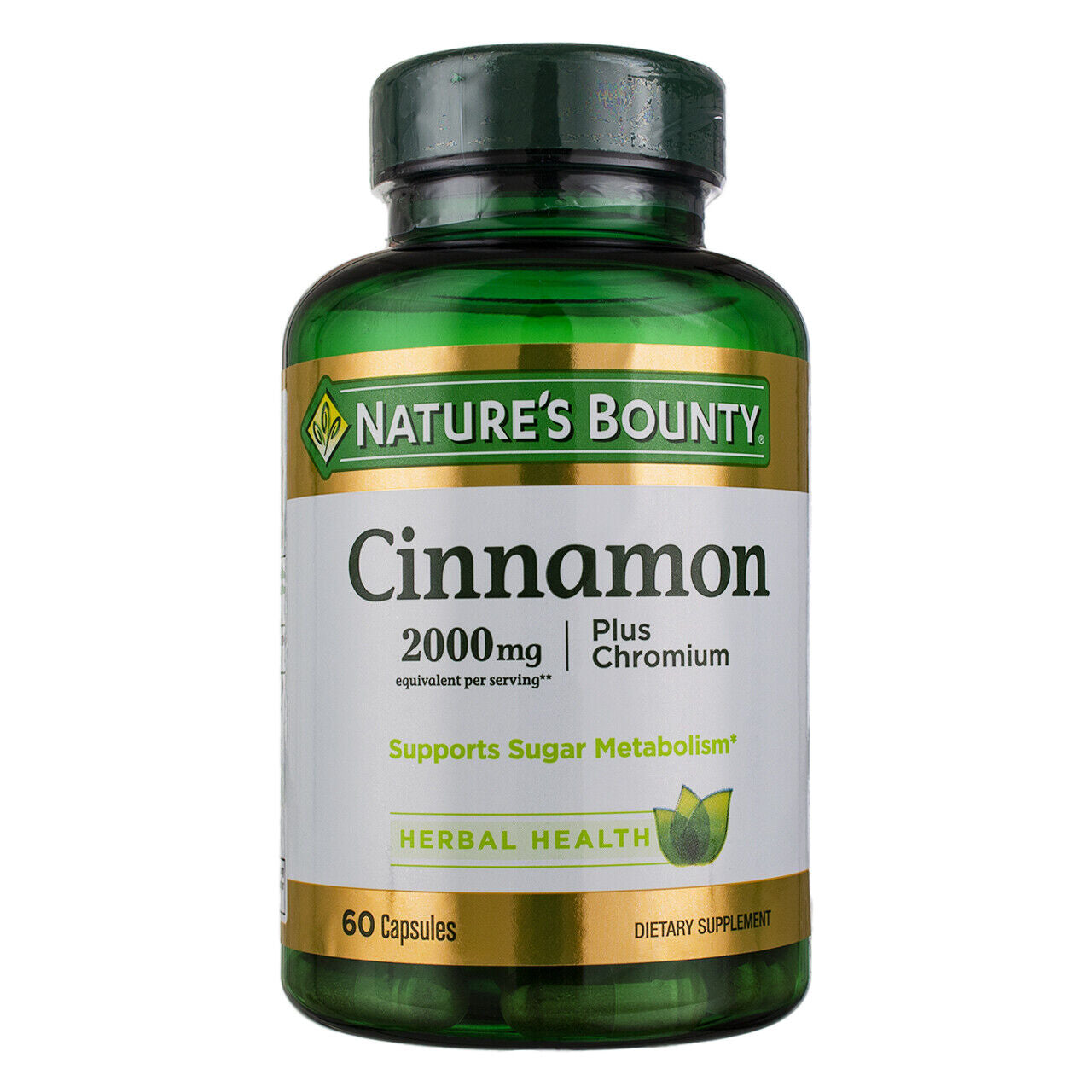 2 Pack Nature'S Bounty Herbal Health Cinnamon + Chromium Capsules, 2000 Mg, 6...