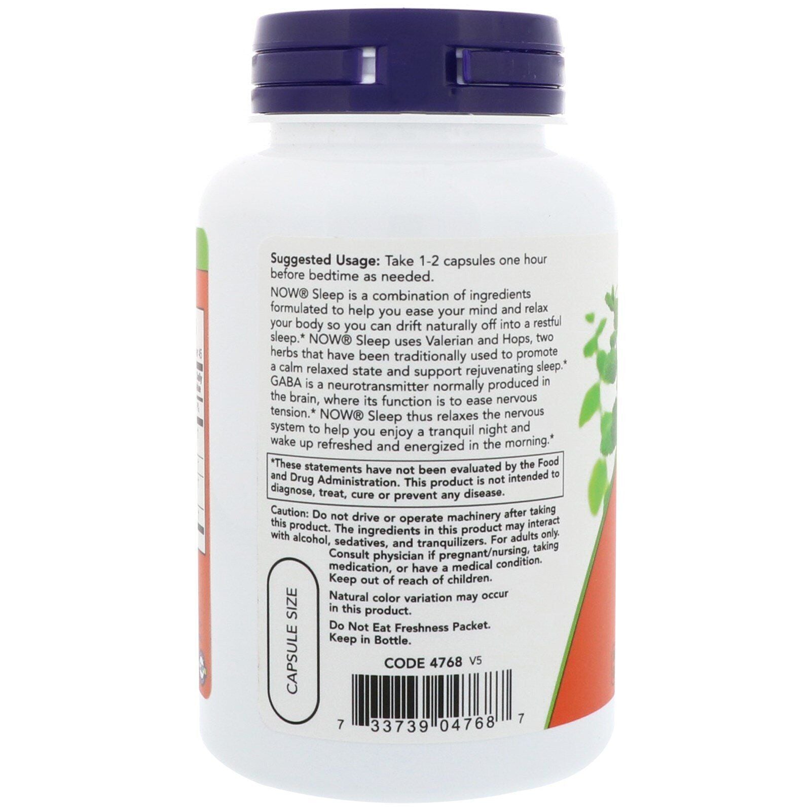 Now Foods Sleep Botanical Sleep Blend 90 Veg Capsules GMP Quality Assured,