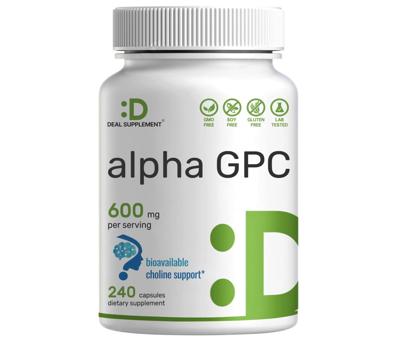 Alpha GPC 600Mg per Serving, 240 Capsules Brain Health | Non-Gmo | Gluten Free