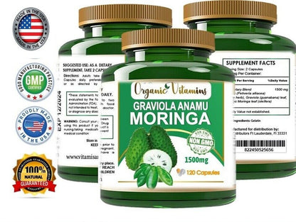 Moringa Oleifera Organic, Natural, 100% Pure Pills - 120 Count - 1 Pack