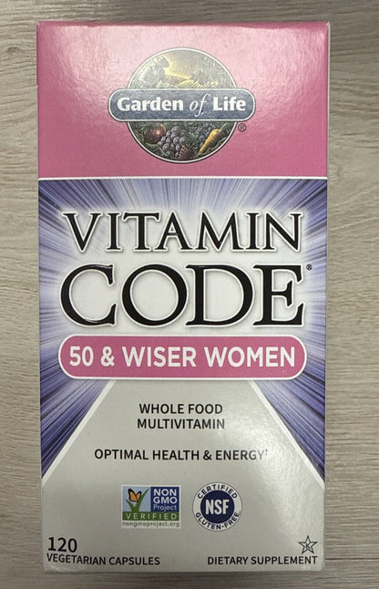 Garden of Life Vitamin Code 50 & Wiser Women 120 Veg Caps 05/26