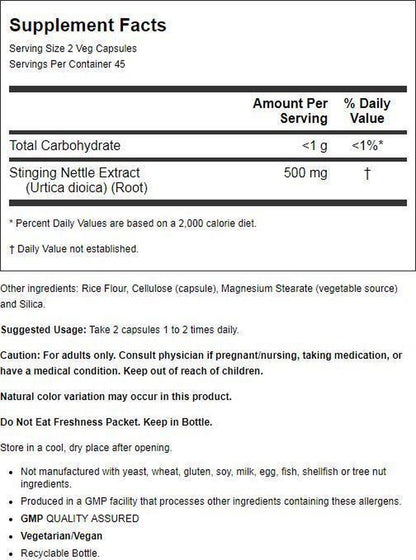 NOW Foods Stinging Nettle Root Extract 250 Mg 90 Veg Caps