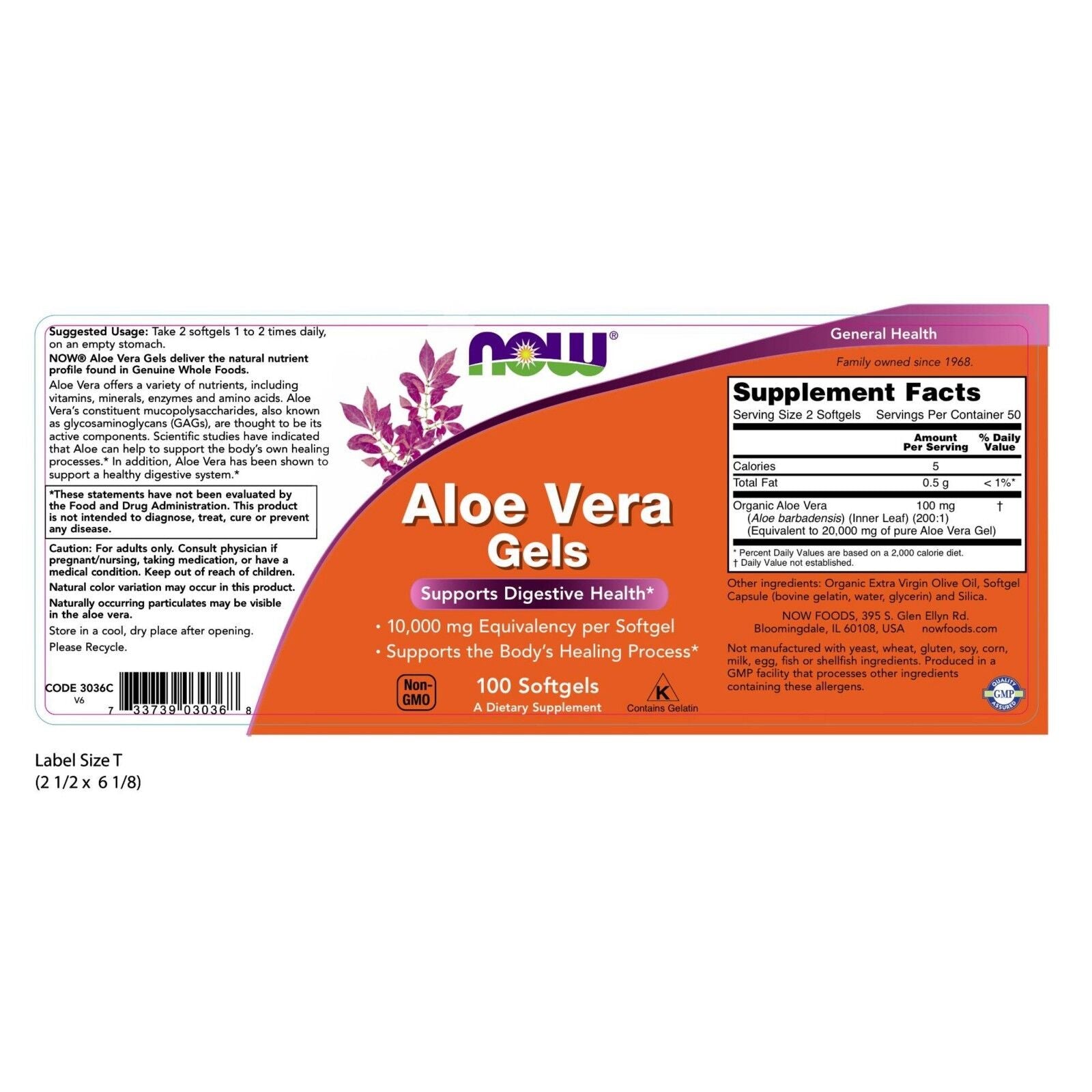 NOW Foods Aloe Vera 10,000 Mg, 100 Softgels-Suppo