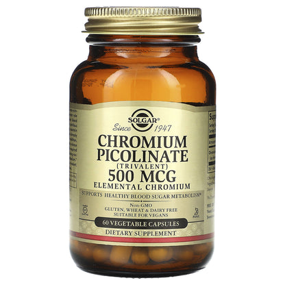 Chromium Picolinate, 500 Mcg, 60 Vegetable Capsules