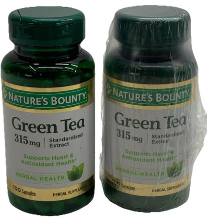 Nature'S Bounty Green Tea Capsules - 315 Mg - 100 Count Antioxidant Lot of 2