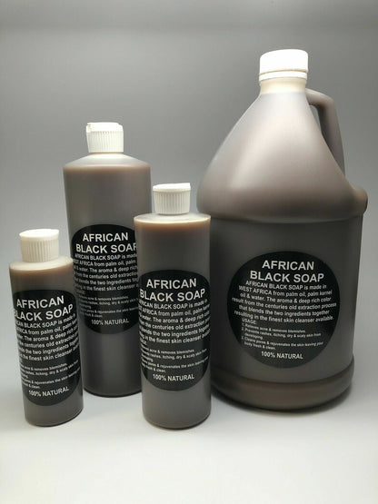 Raw African Black Soap, Liquid, Paste - 100% Pure Organic Natural Ghana ALL SIZE