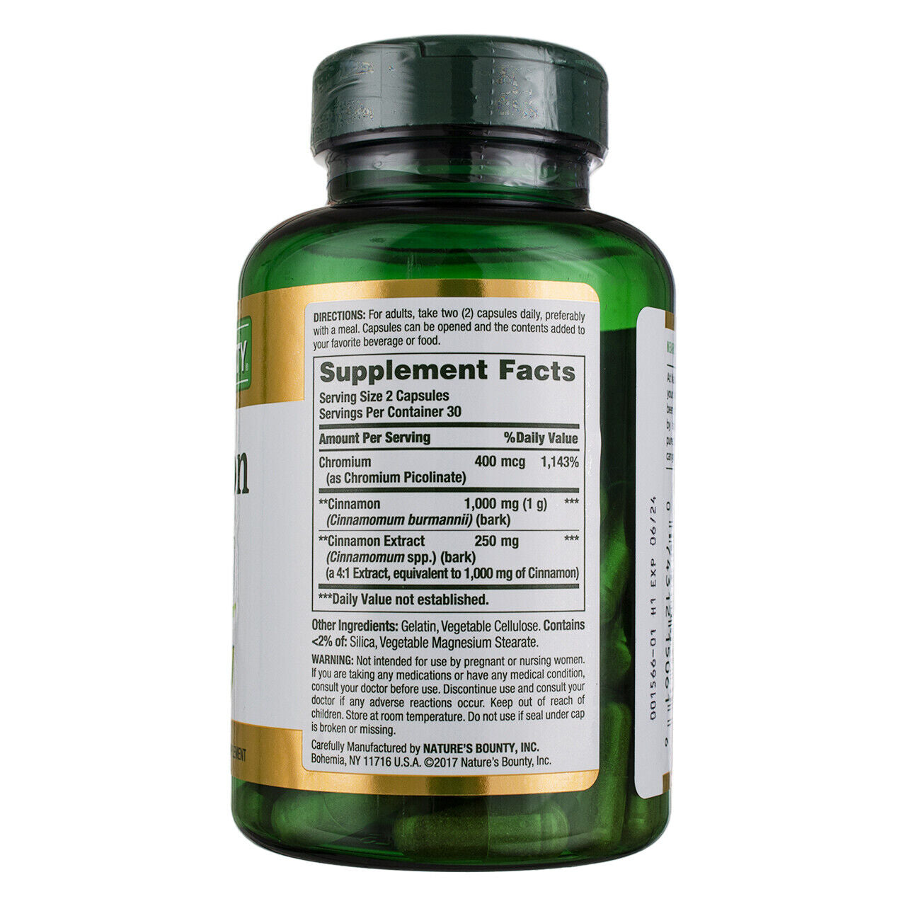 2 Pack Nature'S Bounty Herbal Health Cinnamon + Chromium Capsules, 2000 Mg, 6...