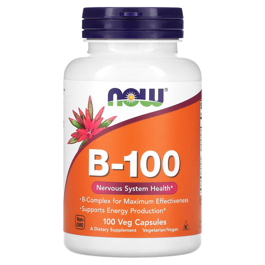 Now Foods B-100 100 Veg Capsules GMP Quality Assured, Kosher, Vegan, Vegetarian