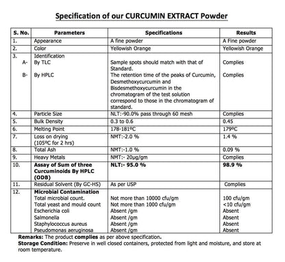 CURCUMIN 95% + PIPERINE 95% Extract Powder Bioavailable Curcumin Extract