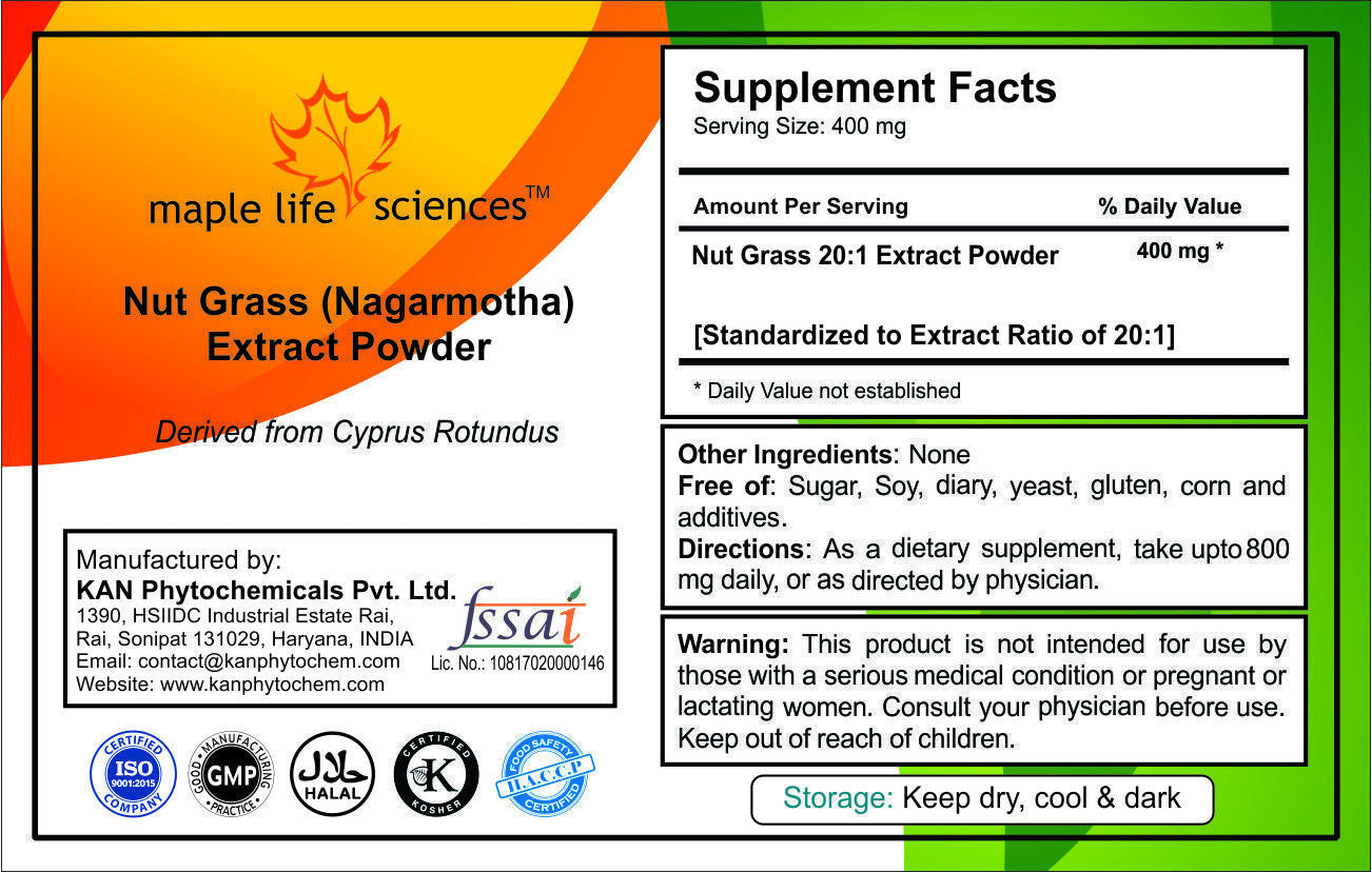 Nut Grass (Nagarmotha) 20:1 Extract Powder Cyprus Rotundu Weight Loss Digestion