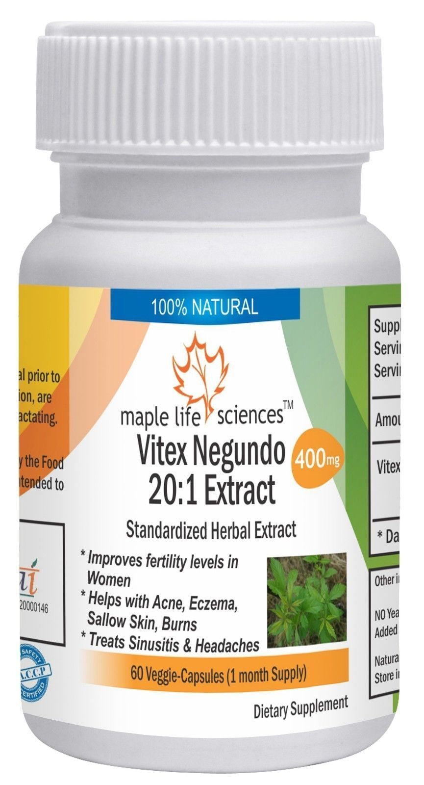 Vitex Negundo 20:1 Extract Capsules Improves Fertility in Women Acne Eczema