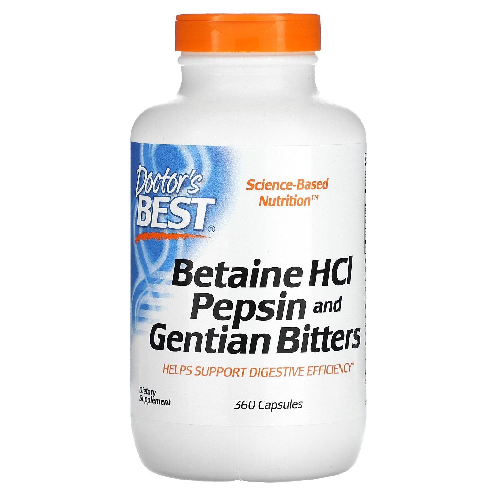 Doctor S Best Betaine Hcl Pepsin Gentian Bitters 360 Capsules Gluten-Free