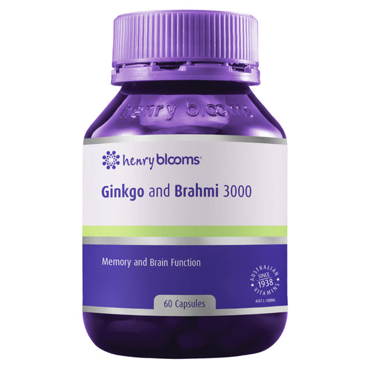 Henry Blooms Ginkgo and Brahmi 3000 60 Capsules Memory and Cognitive Function