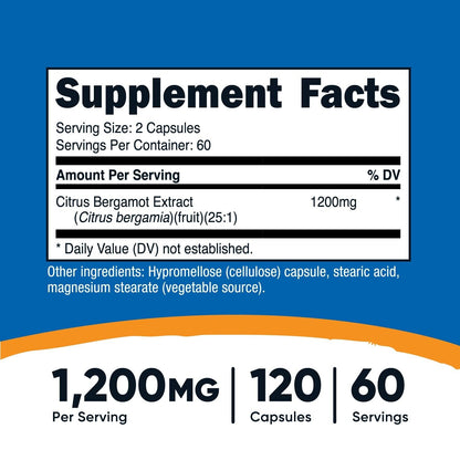 Nutricost Citrus Bergamot (120 Capsules, 60 Servings / 1,200 Mg per Serving)