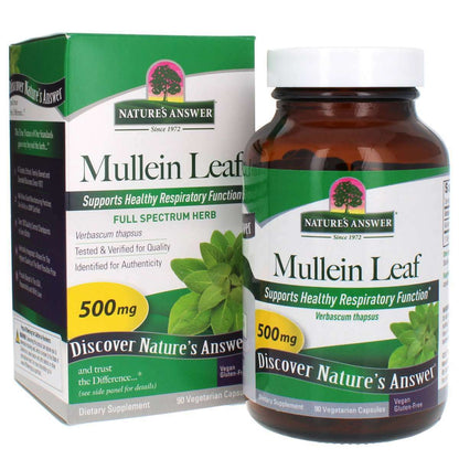 Mullein Leaf 500Mg 90 Veg Caps Nature'S Answer 1000Mg per 2 Capsules