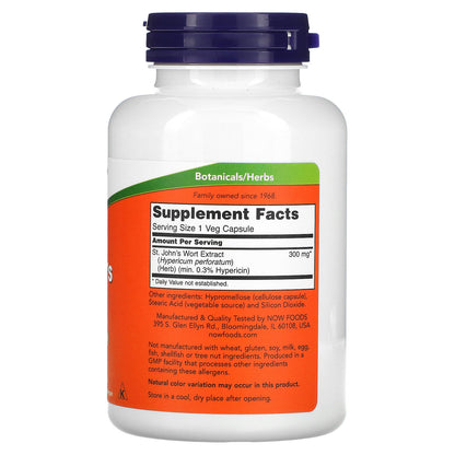 Now Foods St John S Wort 300 Mg 250 Veg Capsules GMP Quality Assured, Vegan,