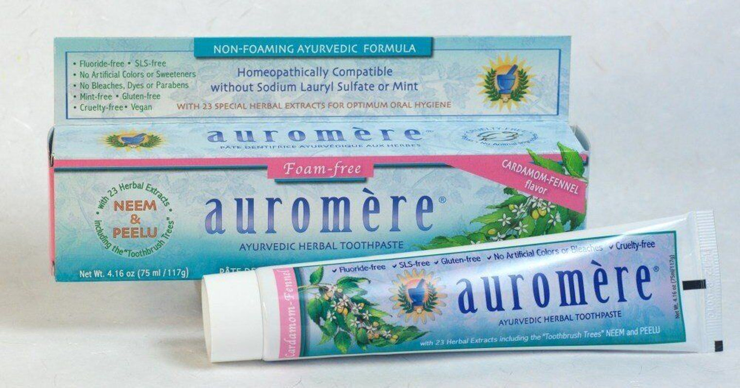 Auromere Ayurvedic Products Toothpaste-Non Foaming Cardamom Fennel 4.16 Oz Paste