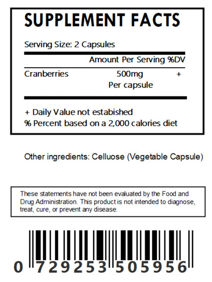 Cranberry Powder Capsules 500Mg