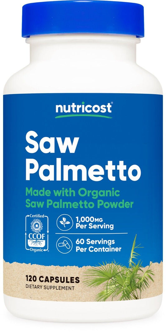 Nutricost Made with Organic Saw Palmetto 1000Mg per Serving, 60 Servs, 120 Caps