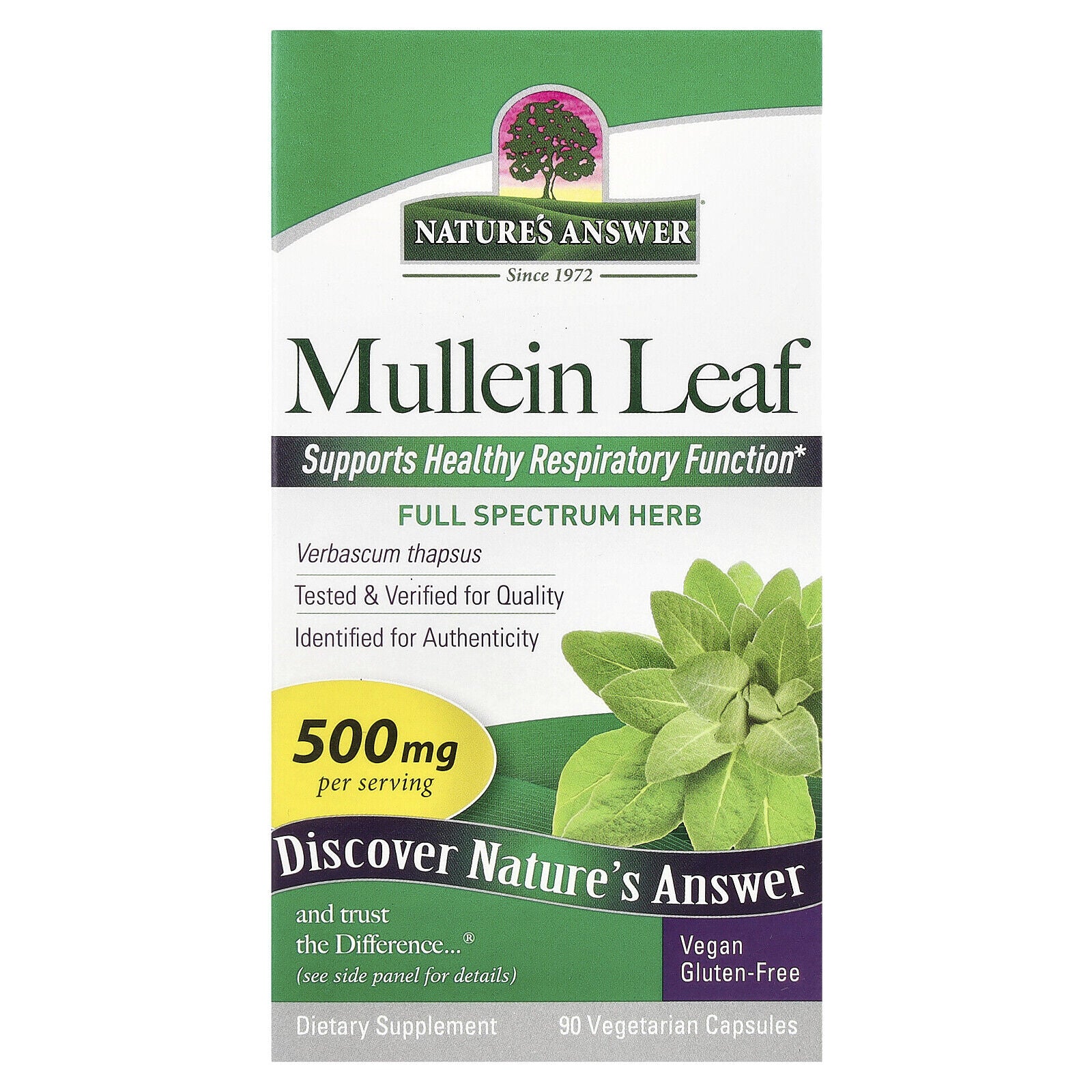 Mullein Leaf, 500 Mg, 90 Vegetarian Capsules