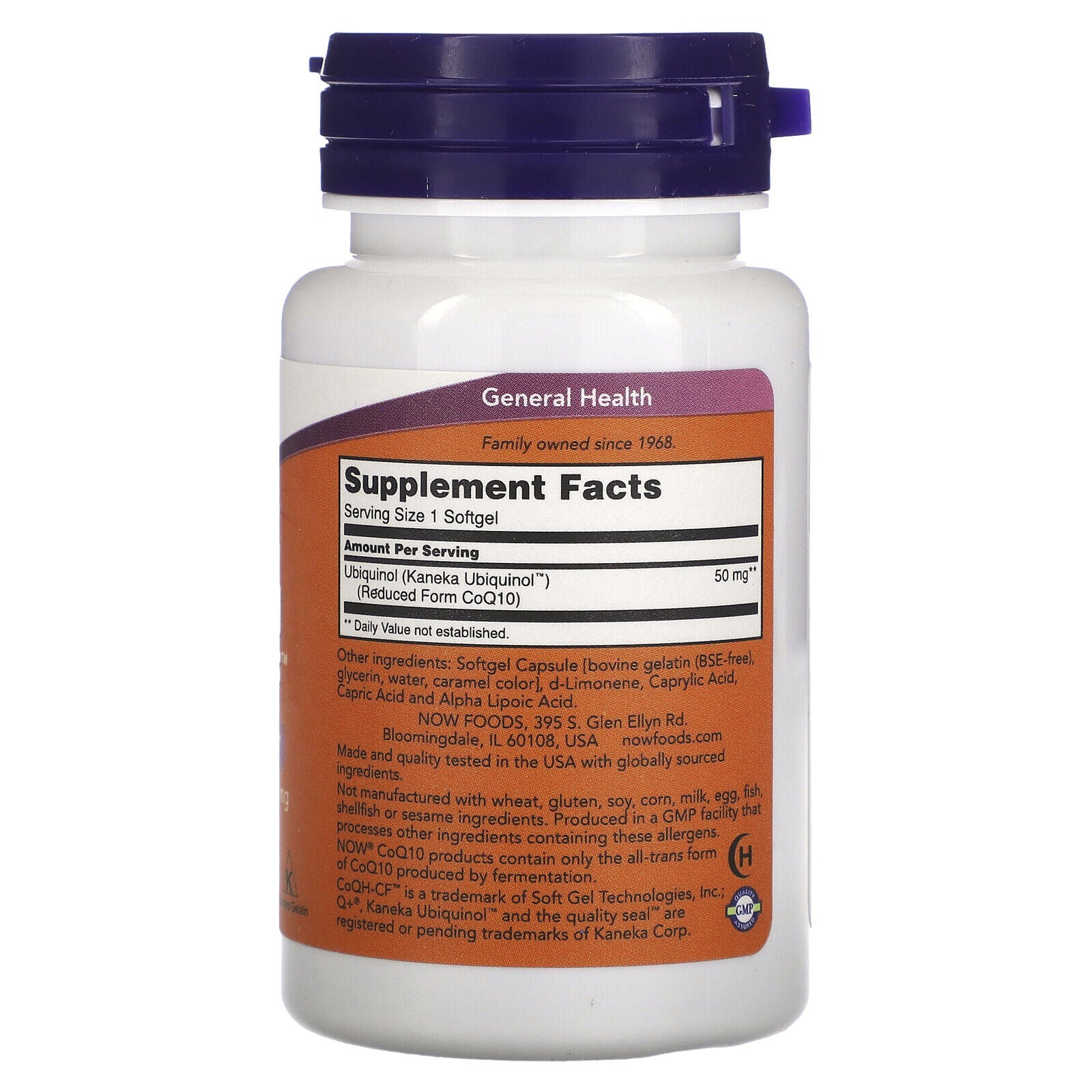 Now Foods Ubiquinol Coqh-Cf 60 Softgels GMP Quality Assured