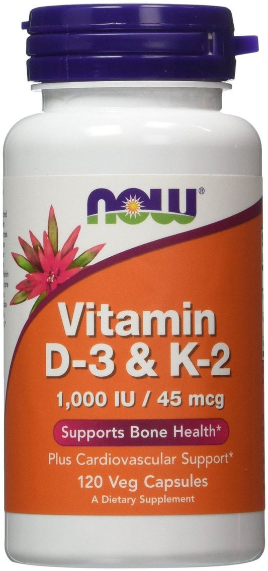 Now Foods Vitamin D-3 & K-2 1000 IU 120 Caps Vitamin C Healthy Bones Teeth 09/25