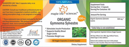 ORGANIC Gymnema Sylvestre Leaves Capsules Weight Loss Control Blood Sugar