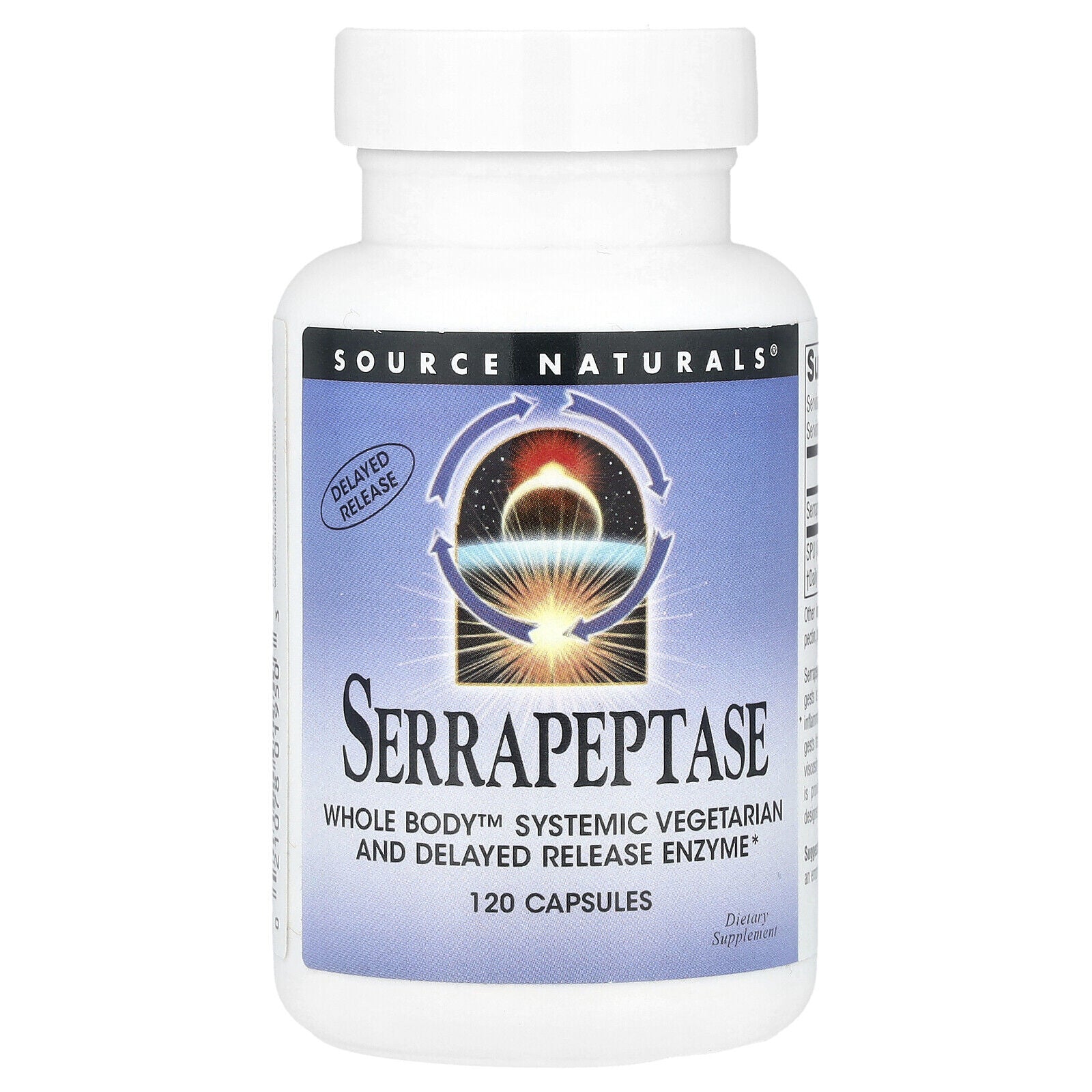 Source Naturals Serrapeptase 120 Capsules Dairy-Free, Fragrance-Free