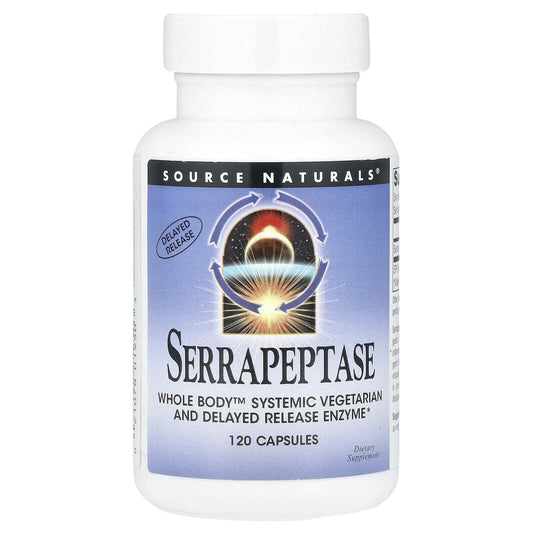 Source Naturals Serrapeptase 120 Capsules Dairy-Free, Fragrance-Free