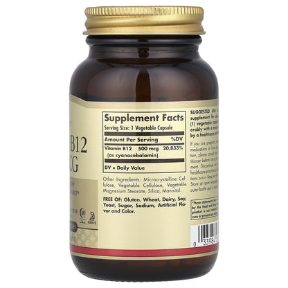 Vitamin B12, 500 Mcg, 250 Vegetable Capsules