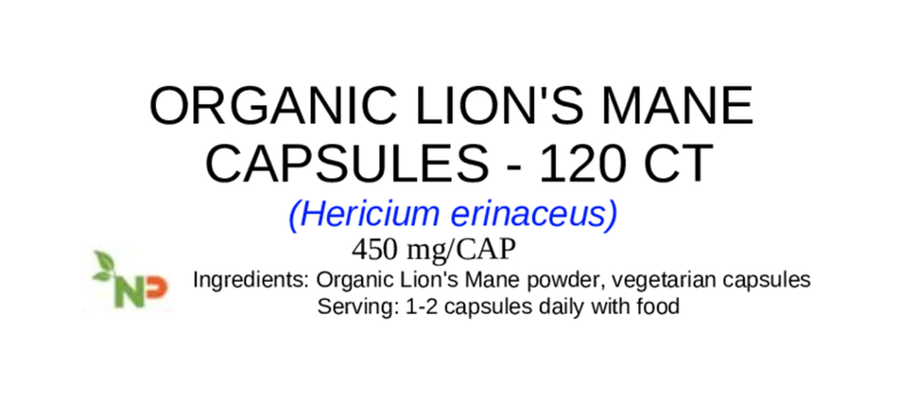 Organic Lion'S Mane Mushroom Supplement - Vegan Capsules