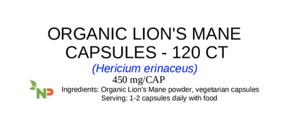 Organic Lion'S Mane Mushroom Supplement - Vegan Capsules