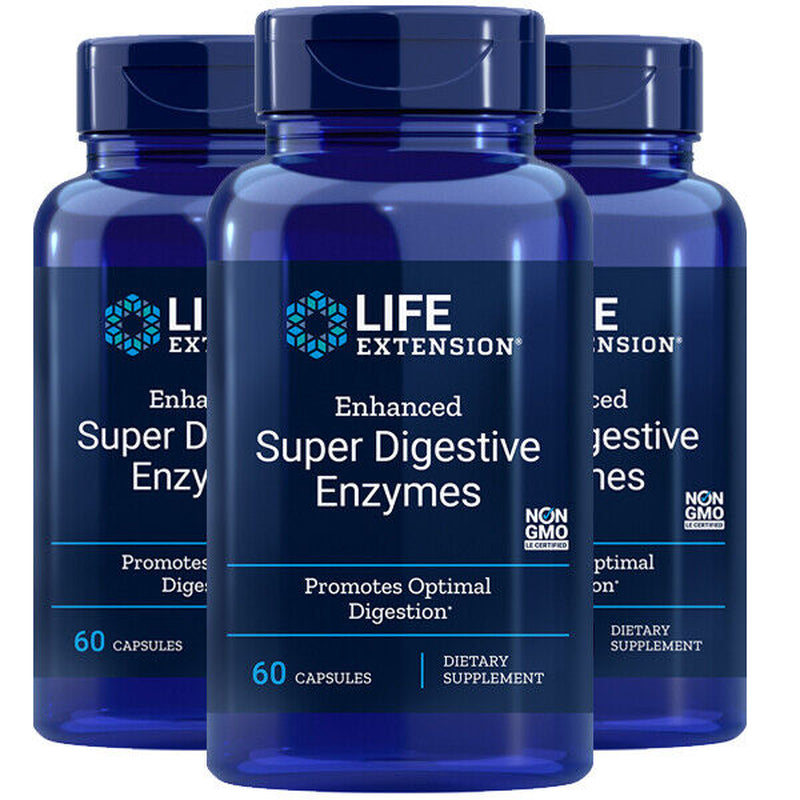 Enhanced Super Digestive Enzymes 3X60 Caps Life Extension Protease/Amaly