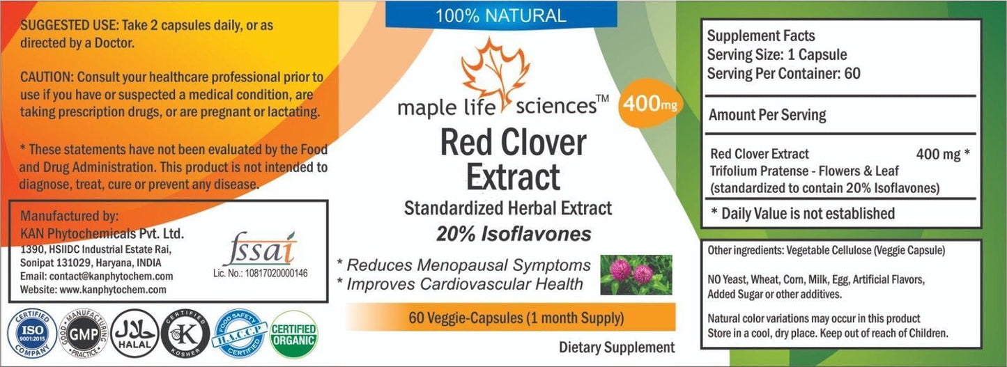 Red Clover Extract Capsules 20% Isoflavones Reduce Menopausal Symptoms