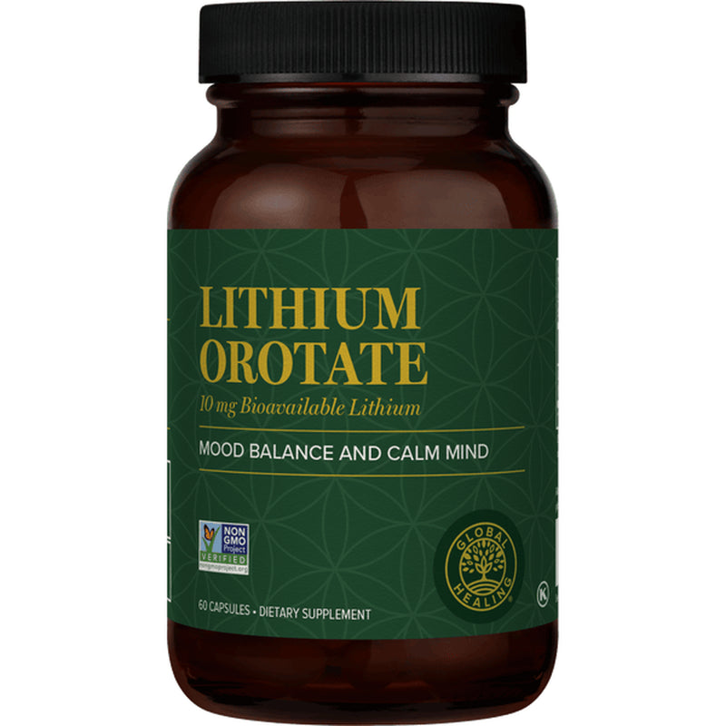 Global Healing Lithium Orotate 10Mg Supplement - 60 Capsules