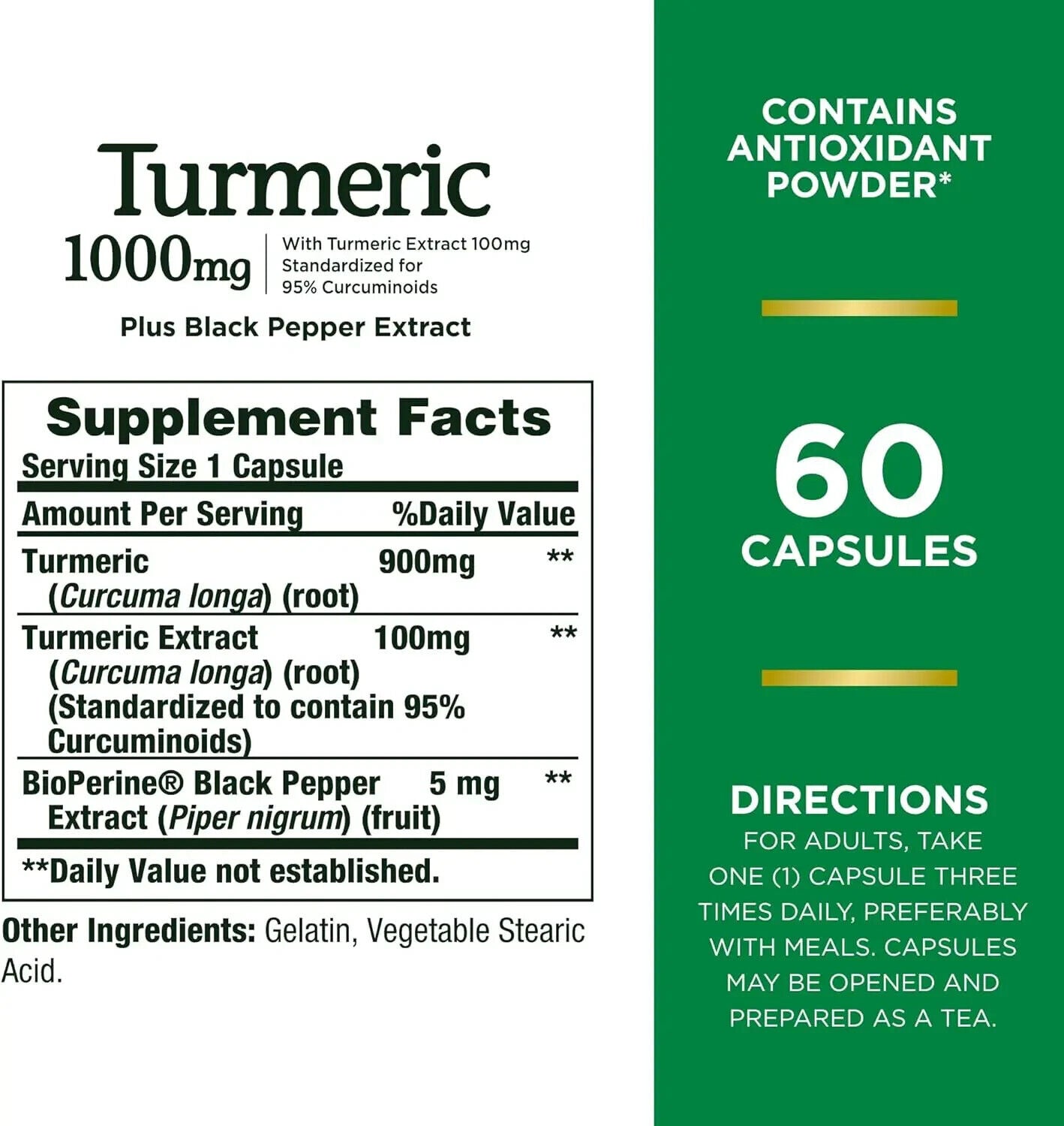 2 Pack Turmeric Extract with Bioperine 1000 Mg High Potency 120 Capsules (2X60)