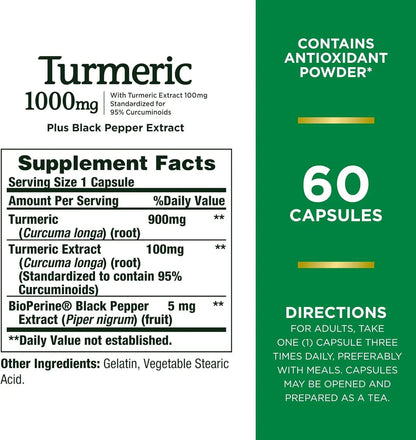 2 Pack Turmeric Extract with Bioperine 1000 Mg High Potency 120 Capsules (2X60)