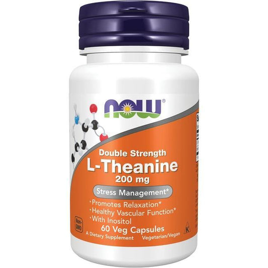 NOW Foods Double Strength L-Theanine 200 Mg 60 Veg Caps