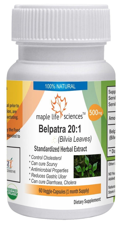 Bael Patra 20:1 Extract Capsules Bael Bilva Leaves Wood Apple Antimicrobial