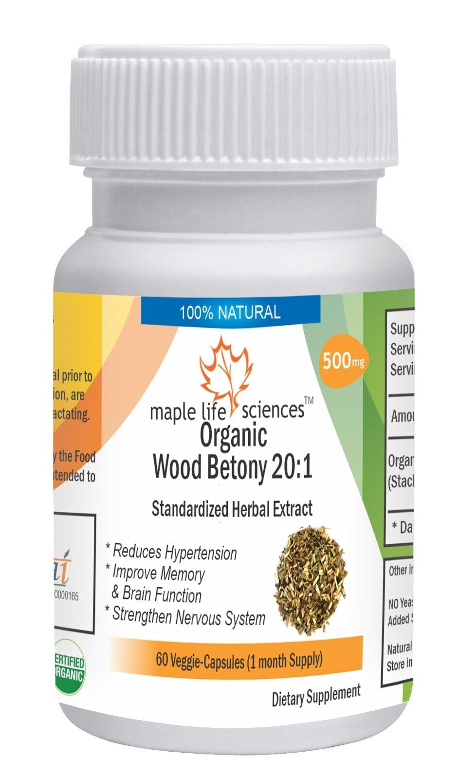 ORGANIC Wood Betony 20:1 Extract Capsules Betonica Officinalis Bishop'S Wort